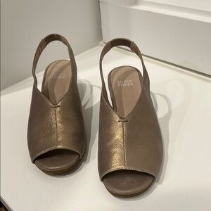 Eileen Fisher Champagne -Gold Wedge Sleek Minimalist Design